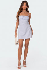 Henrietta Ruched Linen Look Mini Dress