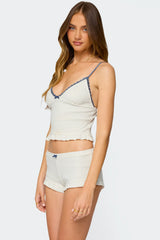 Avalon Dotted Pointelle Ruffle Tank Top