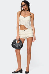 Este Asymmetric Textured Lace Top