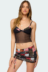 Kylo Mixed Print Sheer Mesh Top