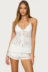 Arlie Floral Texured Sheer Halter Top