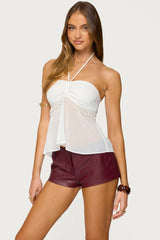 Sheer Chiffon Babydoll Halter Top