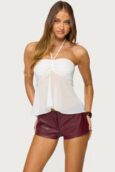 Sheer Chiffon Babydoll Halter Top