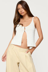 Mikinley Split Front Knit Tank Top