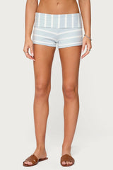 Lorenza Striped Fold Over Shorts