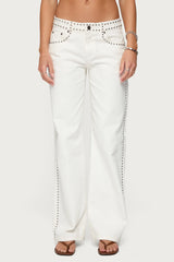 Quincy Studded Low Rise Baggy Jeans