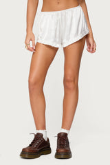 Olesia Ruffle Satin Effect Shorts