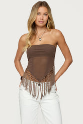 Backless Sheer Mesh Strapless Top