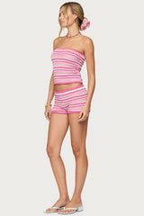 Nola Striped Textured Knit Shorts