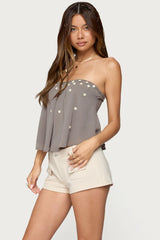 Lenie Strapless Chiffon Babydoll Top