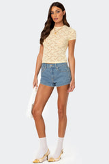 Kaori Sheer Lace T Shirt