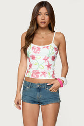 Beaded Floral Embroidered Tank Top