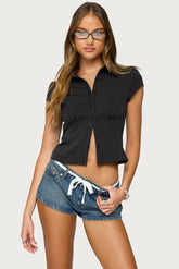 Juney Pinstripe Tailored Button Up Shirt