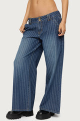 Petite Cory Striped Low Rise Baggy Jeans