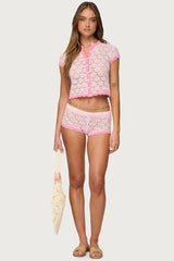 Elisa Open Knit Button Up Top