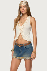 Marsh Ruffle Split Front Top