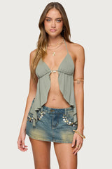 Safi Backless Split Front Halter Top