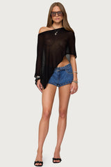 Azalia Asymmetric Knit Poncho