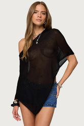 Azalia Asymmetric Knit Poncho