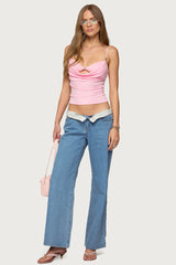 Layered Bra Cowl Neck Top