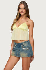 Krisa Sheer Chiffon Babydoll Top