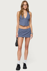 Frankey Pinstripe Button Up Halter Top