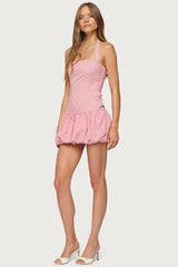 Pinstripe Bubble Skirt Mini Dress