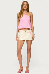 Ayva Embroidered Floral Bead Halter Top