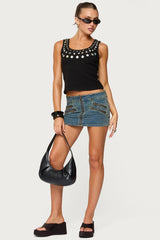Ronan Zip Up Denim Mini Skort