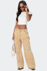 Alibi Distressed Low Rise Baggy Carpenter Jeans