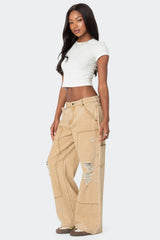 Alibi Distressed Low Rise Baggy Carpenter Jeans