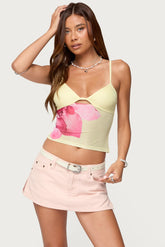 Alanah Flower Cut Out Mesh Top