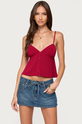 Kellyn Button Contrast Babydoll Top