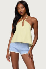 Oliviana Linen Look Halter Top