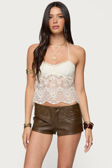 Amarie Sheer Lace Halter Top