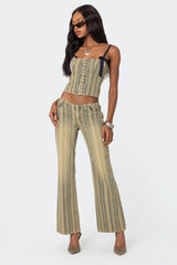 Eternity Pinstripe Low Rise Flared Jeans