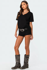 Margie Low Rise Denim Micro Shorts