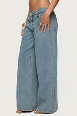 Stitch & Pleat Low Rise Baggy Jeans