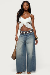 Sheer Chiffon Ruffled Cut Out Top