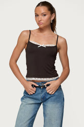 Adriel Contrast Lacey Tank Top