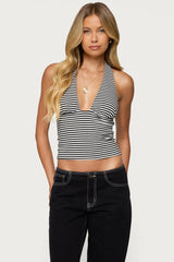 Sage Striped Halter Top