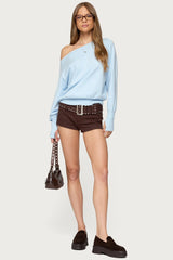 Studded Belt Denim Micro Shorts