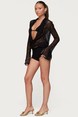 Lera Lacey Sheer Mesh Top