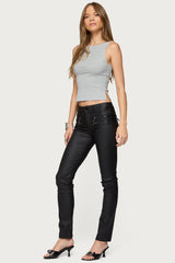 Kaede Faux Leather Low Rise Skinny Jeans