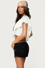 Deena Ruffled V Neck Top