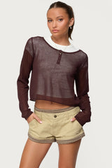 Kilian Sheer Knit Henley Top