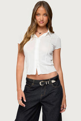 Geena Semi Sheer Button Up Shirt