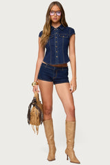 Contrast Stitch Button Up Denim Shirt