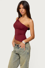 Knotted One Shoulder Asymmetric Top