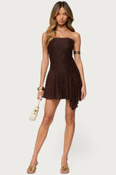 Elaia Asymmetric Strapless Lace Mini Dress